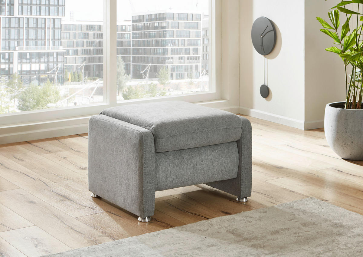 HOCKER Flachgewebe Hellgrau  - Hellgrau/Alufarben, KONVENTIONELL, Textil/Metall (67/44/58cm) - Beldomo Comfort