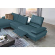 ECKSOFA in Echtleder Blau  - Blau/Schwarz, Design, Leder/Metall (157/325cm) - Dieter Knoll