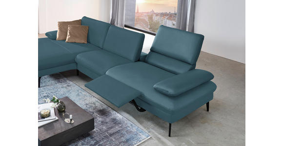 ECKSOFA in Echtleder Blau 157/325 cm - Blau/Schwarz, Design, Leder/Metall (157/325cm) - Dieter Knoll