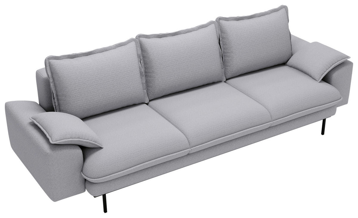 3-SITZER-SOFA Struktur Hellgrau  - Hellgrau/Schwarz, Design, Textil/Metall (267/92/97cm) - Livetastic