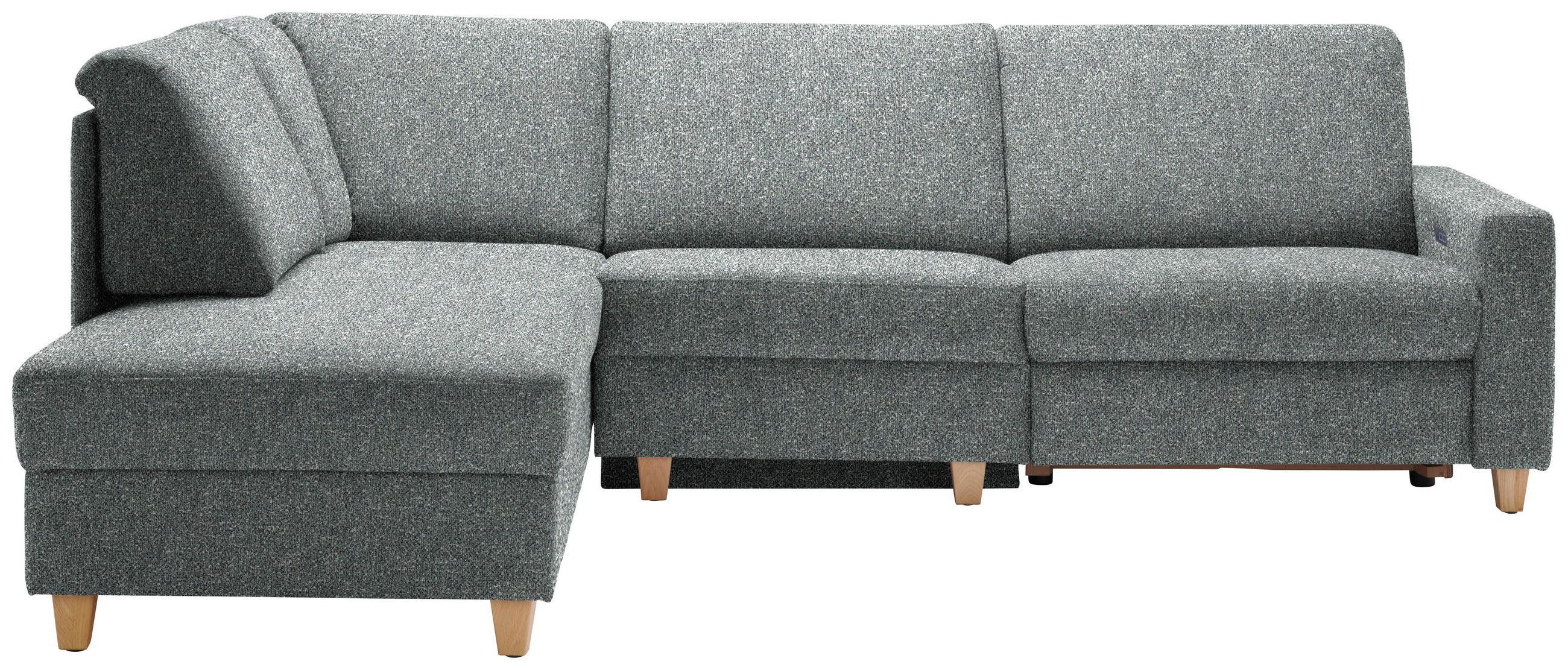 ECKSOFA  in Mikrovelours Graugrün  203/261 cm  - Eichefarben/Graugrün, KONVENTIONELL, Holz/Textil (203/261cm) - Sedda