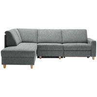 ECKSOFA  in Mikrovelours Graugrün  203/261 cm  - Eichefarben/Graugrün, KONVENTIONELL, Holz/Textil (203/261cm) - Sedda