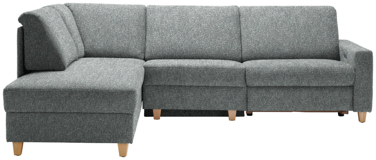 ECKSOFA  in Mikrovelours Graugrün  203/261 cm  - Eichefarben/Graugrün, KONVENTIONELL, Holz/Textil (203/261cm) - Sedda
