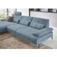 ECKSOFA in Chenille Blau  - Blau/Schwarz, Design, Textil/Metall (180/310cm) - Dieter Knoll