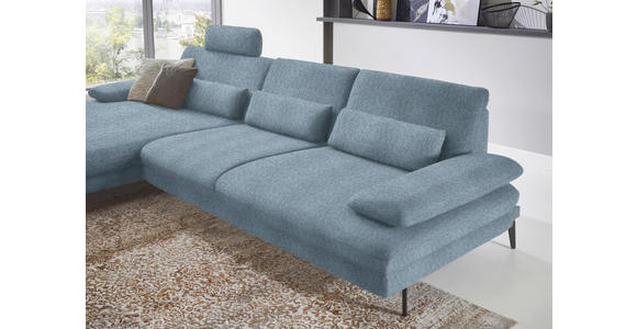 ECKSOFA in Chenille Blau  - Blau/Schwarz, Design, Textil/Metall (180/310cm) - Dieter Knoll