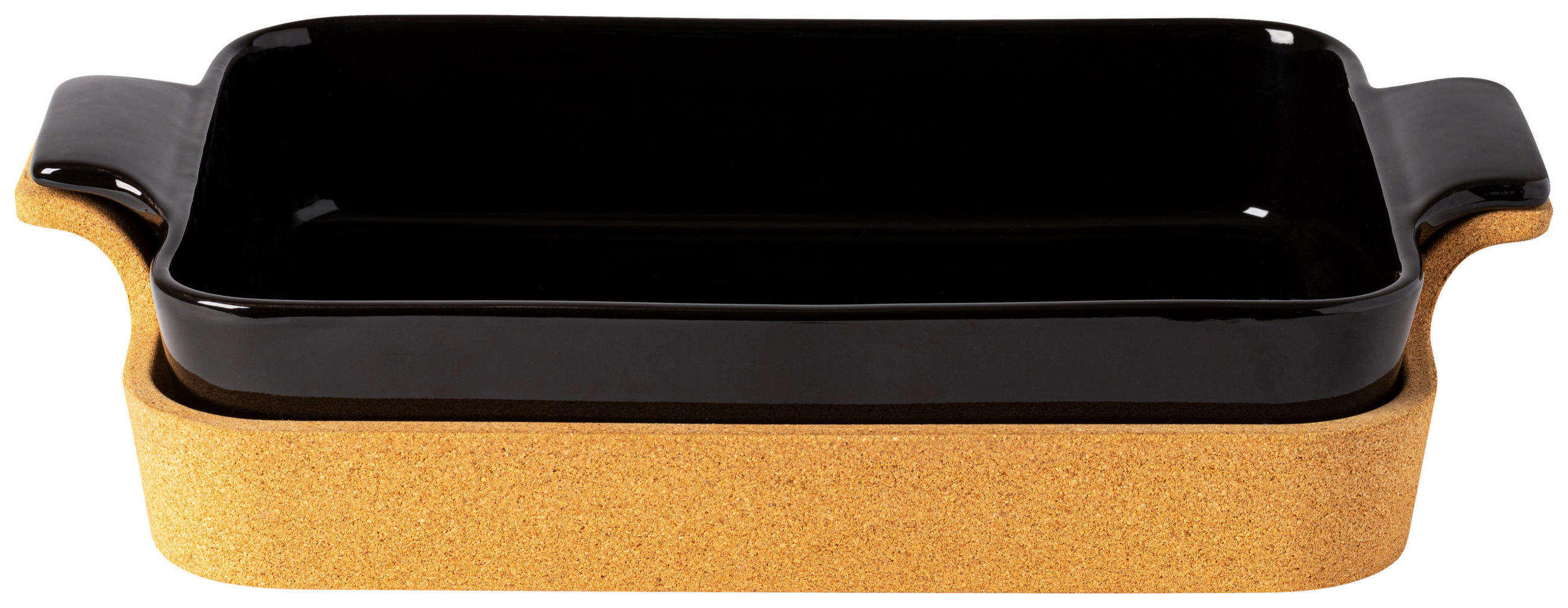 AUFLAUFFORM Keramik, Holz Feinsteinzeug  - Schwarz Hochglanz/Braun, Basics, Keramik/Holz (40/8/26cm) - Costa Nova