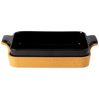 AUFLAUFFORM Keramik, Holz Feinsteinzeug  - Schwarz Hochglanz/Braun, Basics, Keramik/Holz (40/8/26cm) - Costa Nova