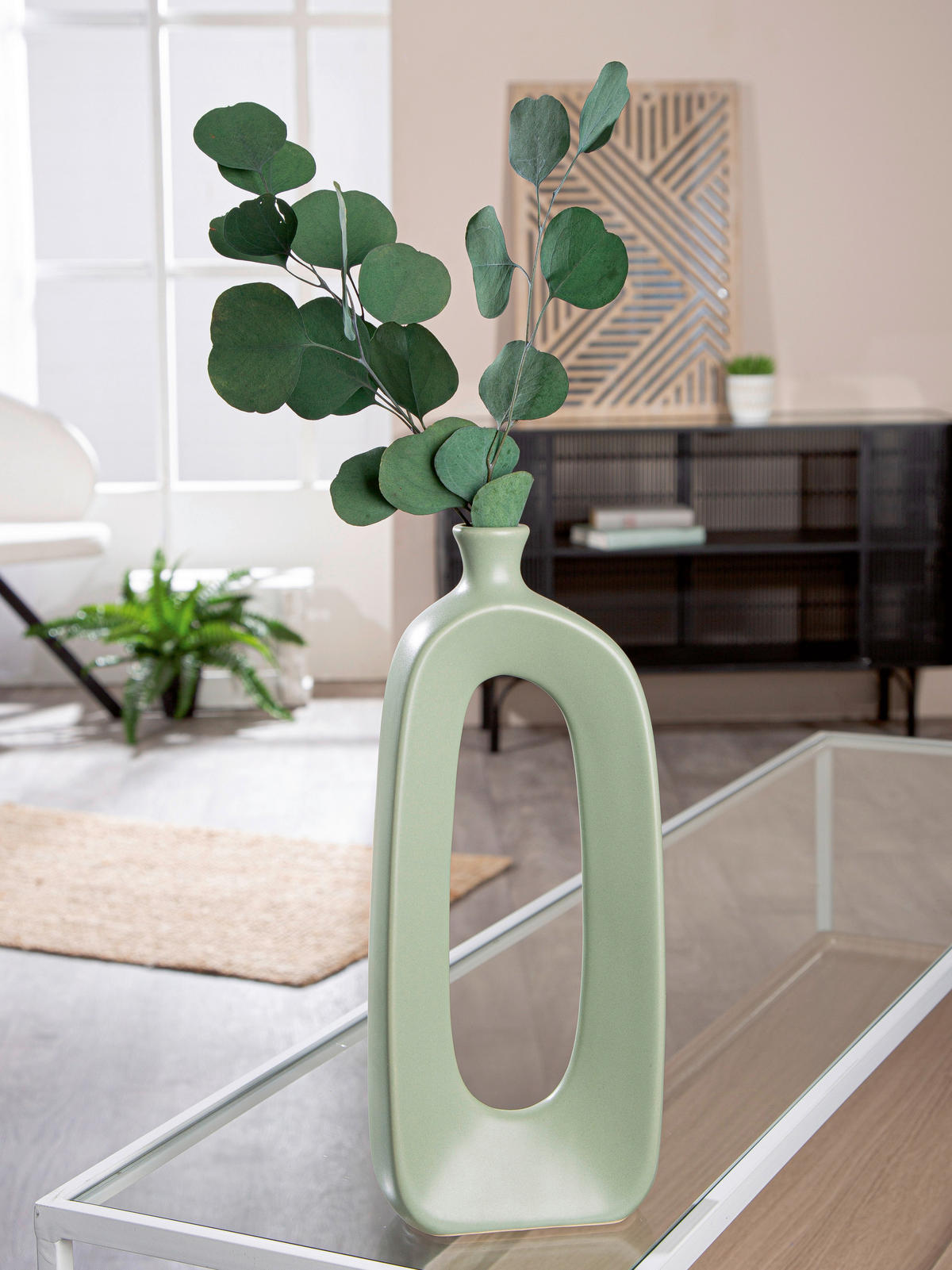 DEKOVASE  - Grün, Trend, Keramik (14/32,5/6cm) - Ambia Home