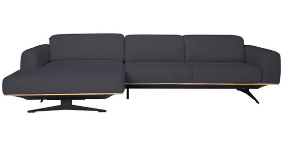 ECKSOFA in Struktur Dunkelblau  163/305 cm  - Eichefarben/Schwarz, Design, Holz/Textil (163/305cm) - Novel