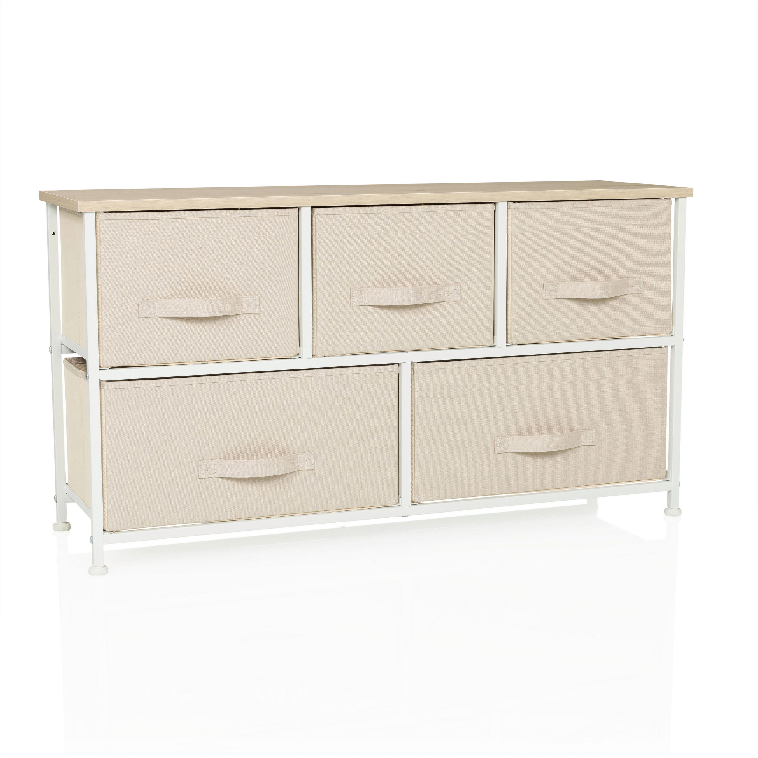KOMMODE  in 100/55/30 cm  - Beige/Weiß, MODERN, Kunststoff/Textil (100/55/30cm) - MID.YOU
