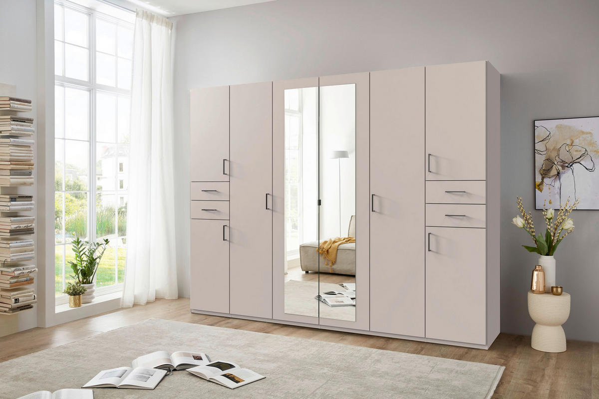 DREHTÜRENSCHRANK Kaschmir  - Kaschmir/Schwarz, Basics, Holzwerkstoff (270/208/58cm) - P & B