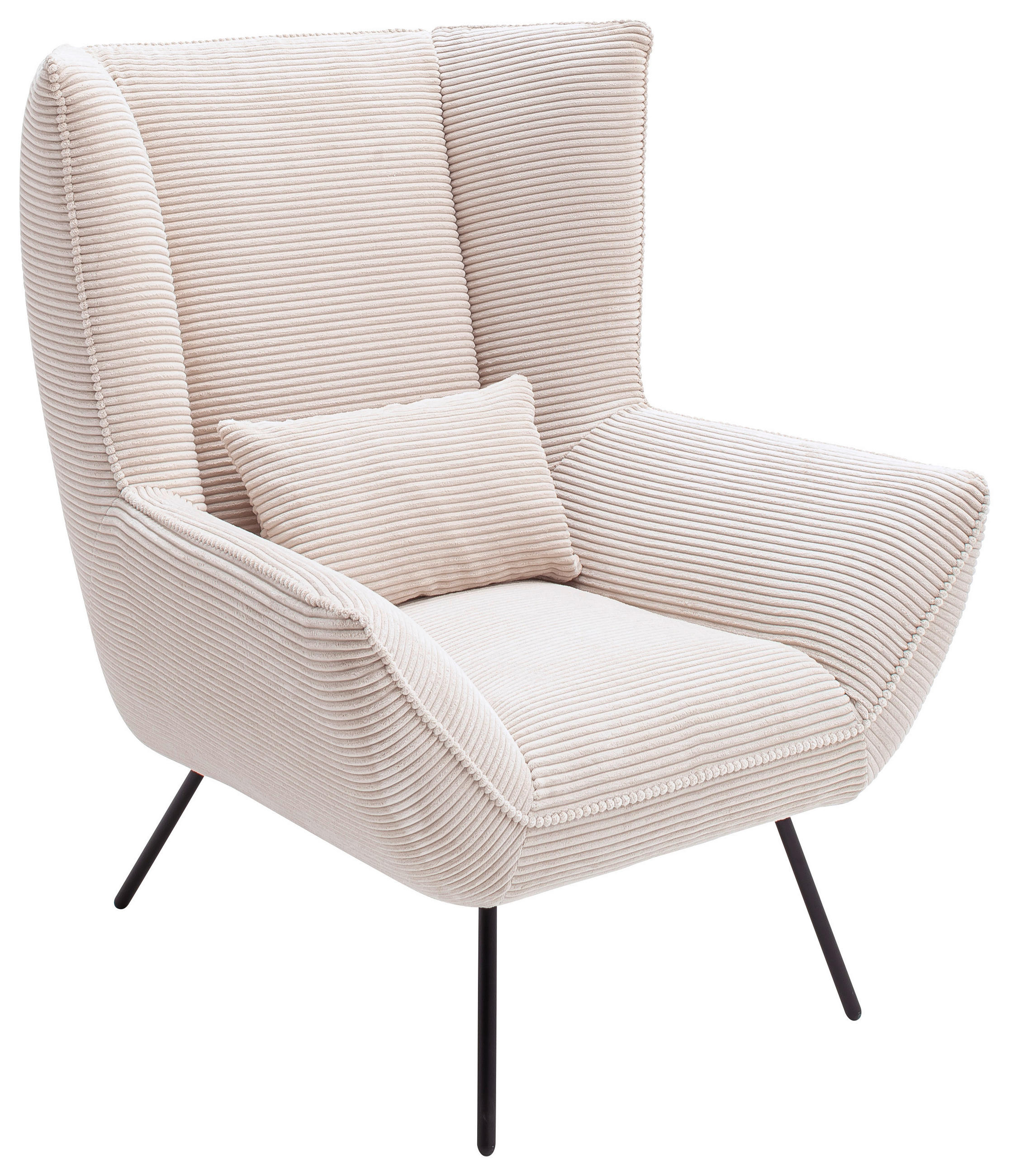 SESSEL Cord Naturfarben    - Schwarz/Naturfarben, Design, Textil/Metall (90/112/94cm) - Pure Home Lifestyle