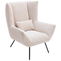 SESSEL in Cord Naturfarben  - Schwarz/Naturfarben, Design, Textil/Metall (90/112/94cm) - Pure Home Lifestyle