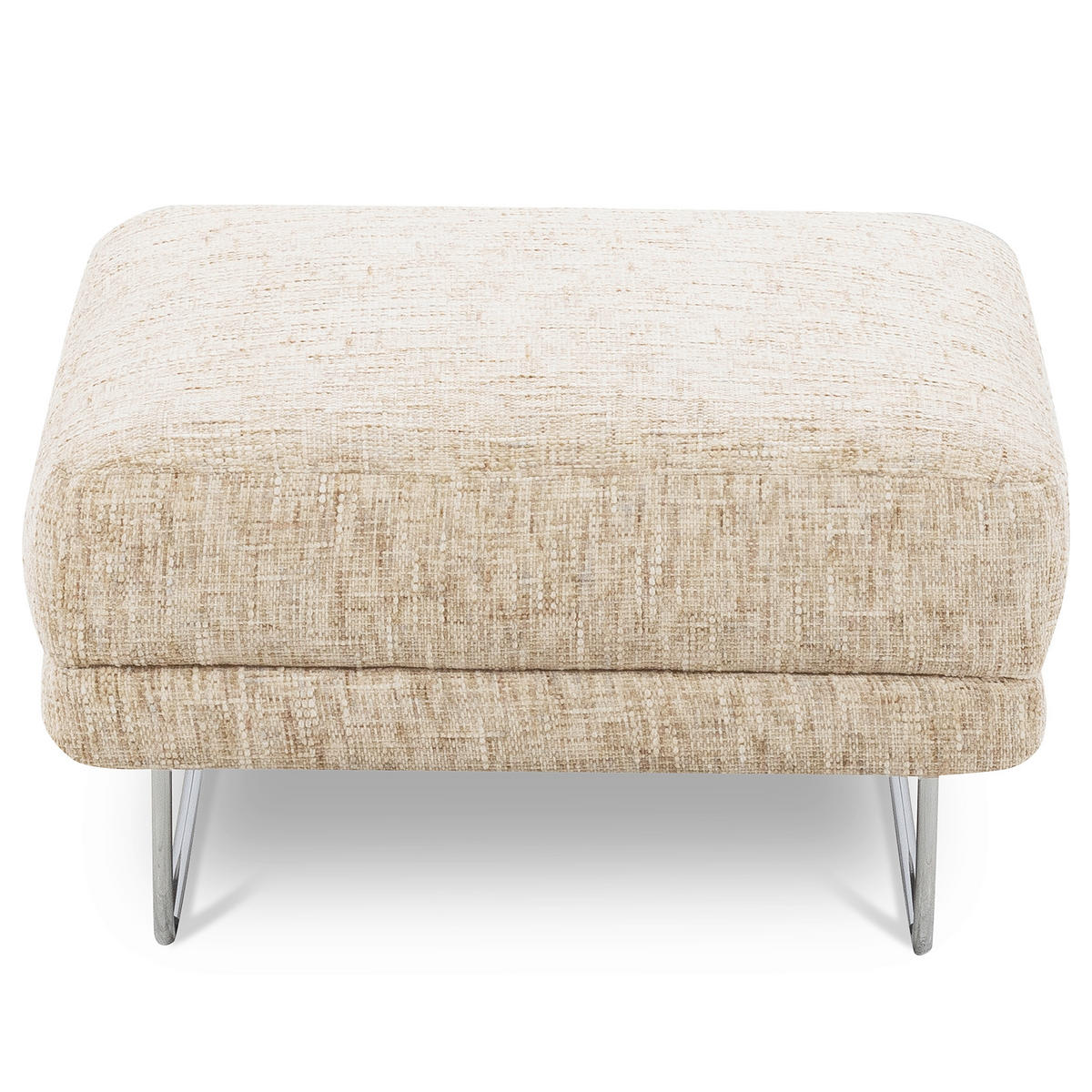 HOCKER Textil Beige  - Chromfarben/Beige, Design, Textil/Metall (96/45/80cm) - Livetastic