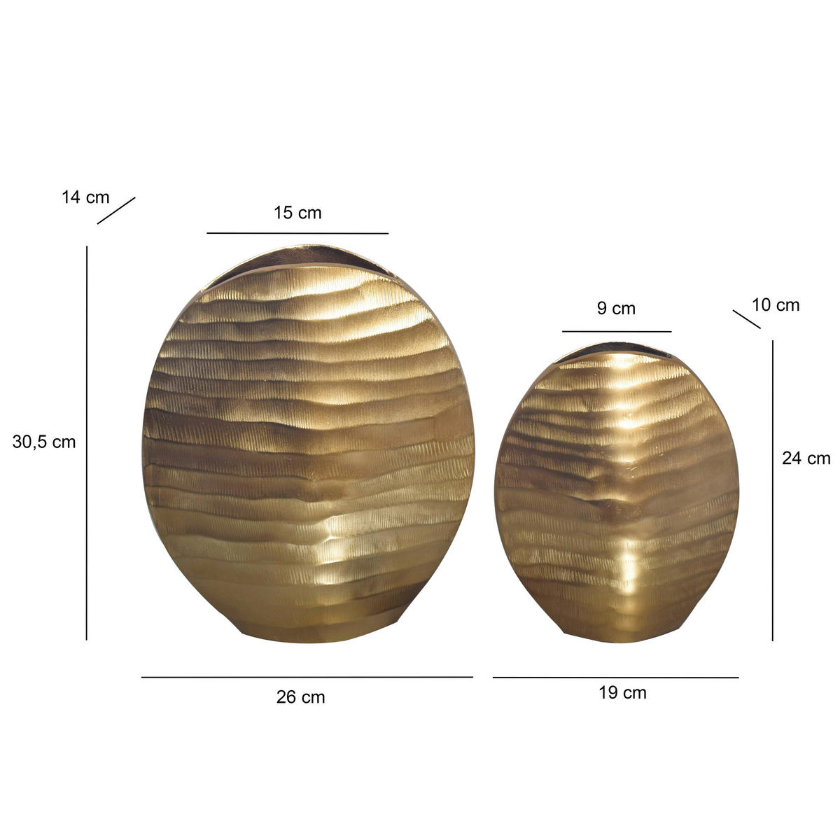 DEKOVASE  - Goldfarben, Design, Metall (26/30,5/14cm) - Livetastic