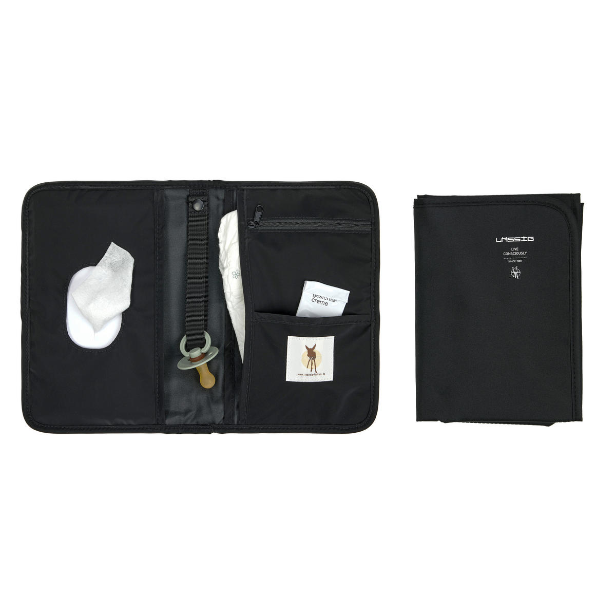 WINDELTASCHE   Changing Pouch  - Schwarz Hochglanz, Basics, Textil (18/2,5/25,5cm) - Lässig
