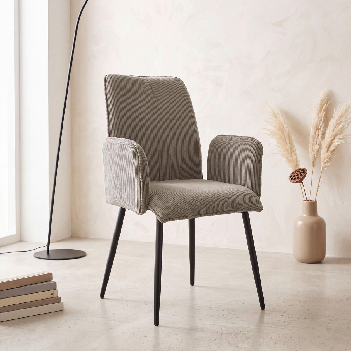 NASLANJAČ, kovina, tekstil rjava, črna  - črna/rjava, Design, kovina/tekstil (58/90/62cm) - Stylife