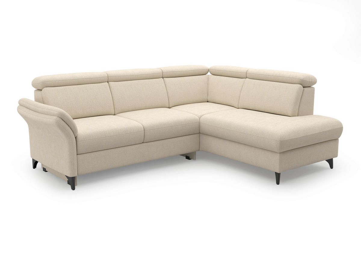 ECKSOFA GLENDALE E Sandfarben Chenille  - Sandfarben/Schwarz, KONVENTIONELL, Textil/Metall (247/193cm) - Sit & More