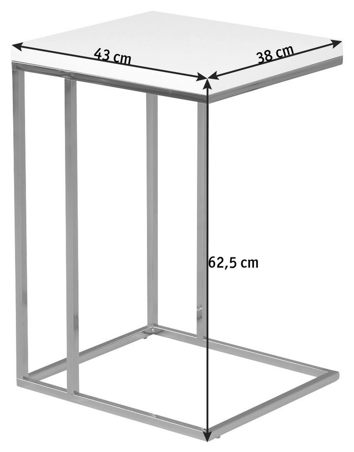BEISTELLTISCH 43/38/62,5 cm Weiß, Chromfarben rechteckig  - Chromfarben/Weiß, Design, Metall (43/38/62,5cm)