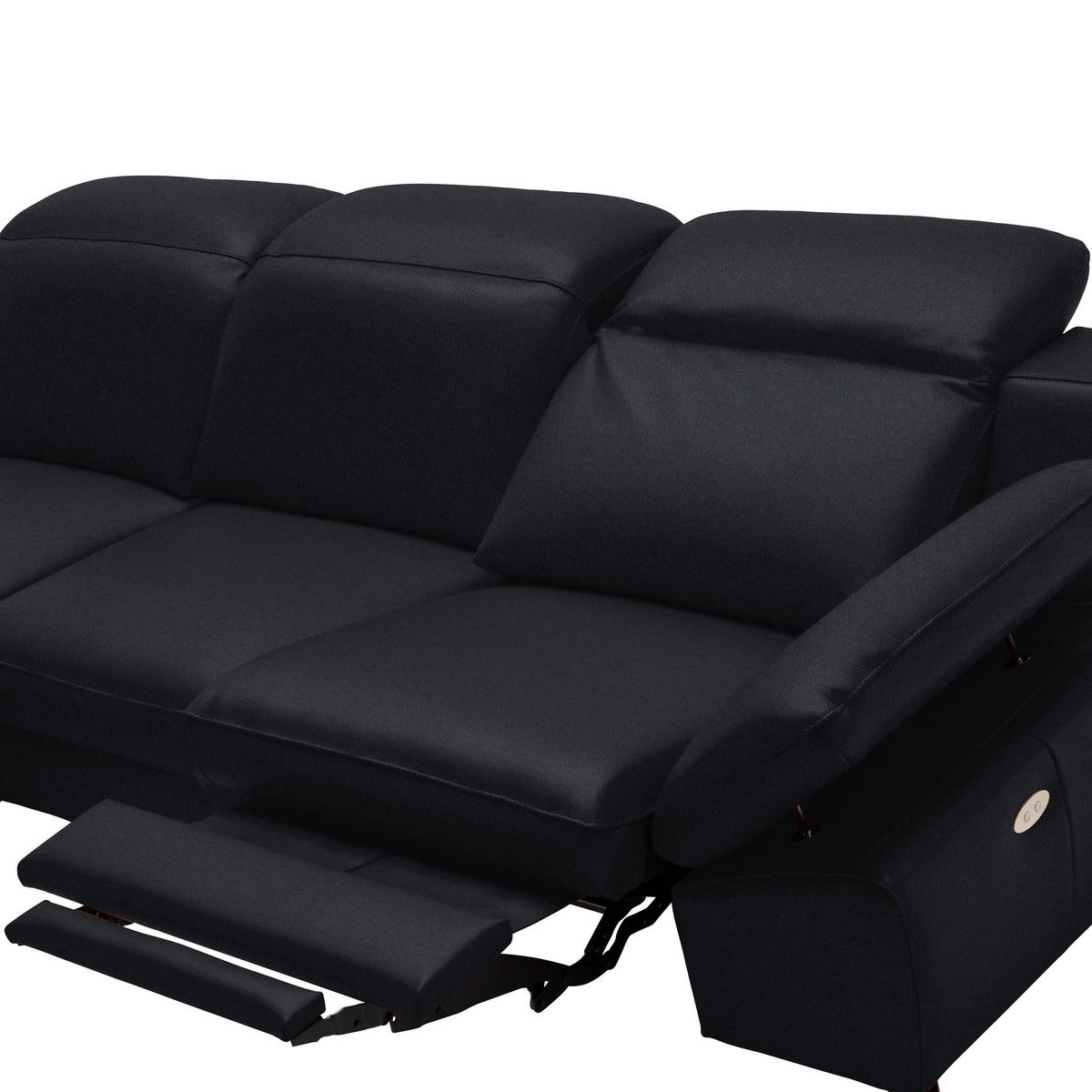 ECKSOFA in Echtleder Schwarz  183/286 cm  - Schwarz, Design, Leder/Metall (183/286cm) - Celina Home