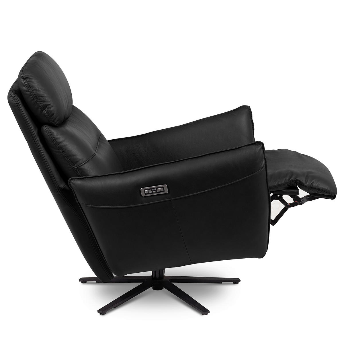 RELAXSESSEL in Leder Schwarz  - Schwarz, Design, Leder/Metall (77/107/88cm) - Livetastic