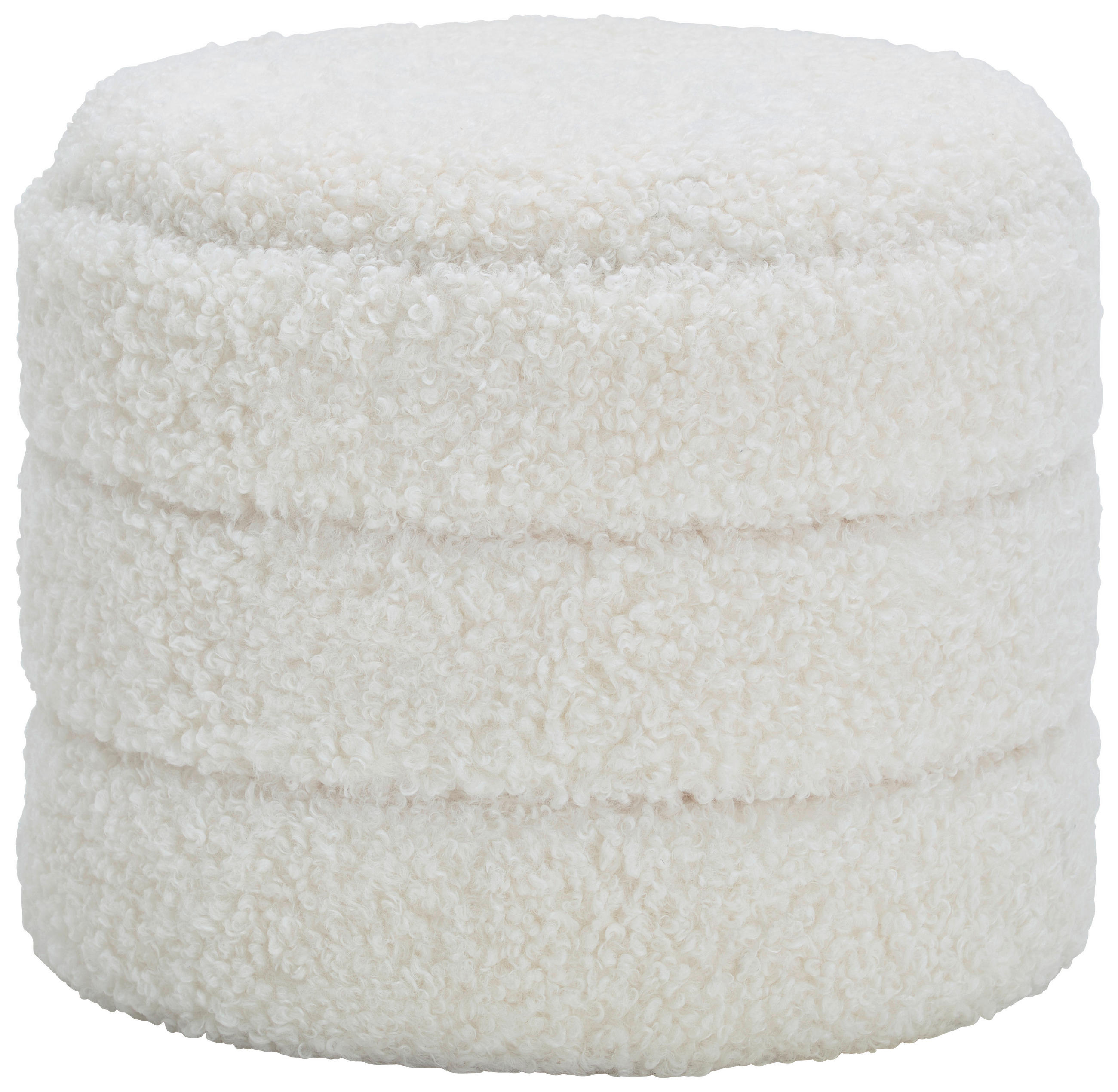 HOCKER Bouclé Weiß  - Schwarz/Weiß, Trend, Textil (49/43/49cm) - Xora