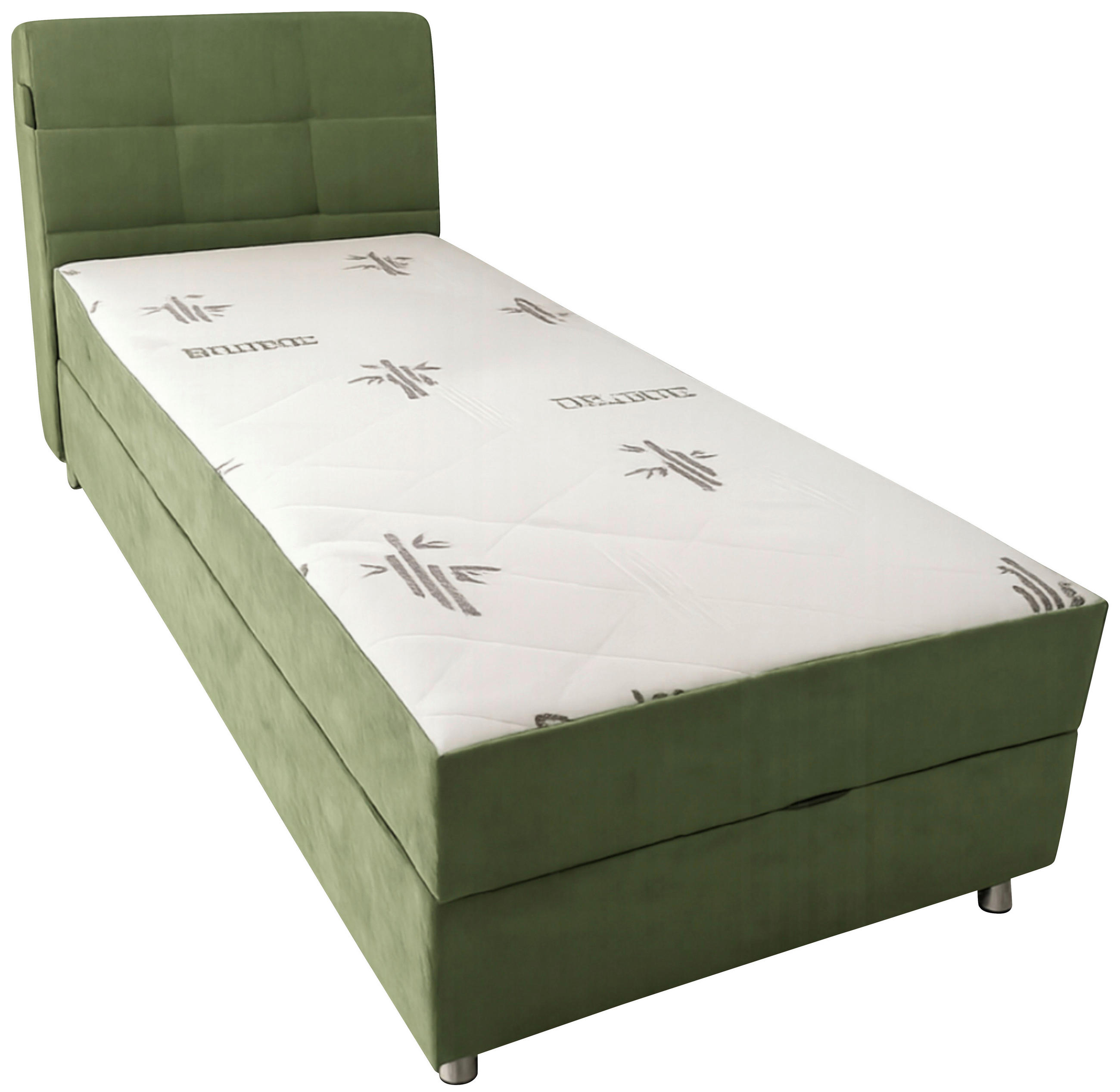 POSTELJA Z VZMETNICO 90 cm   x 200 cm  , kovina, tekstil zelena  - zelena, Konvencionalno, kovina/tekstil (90/200cm) - Ti'me