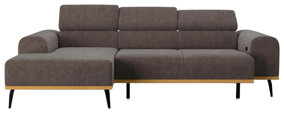 ECKSOFA in Mikrofaser Anthrazit  157/244 cm  - Anthrazit/Schwarz, KONVENTIONELL, Textil/Metall (157/244cm) - Cotta