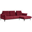 ECKSOFA in Echtleder Bordeaux  - Bordeaux/Schwarz, Natur, Leder (277/182cm) - Valnatura