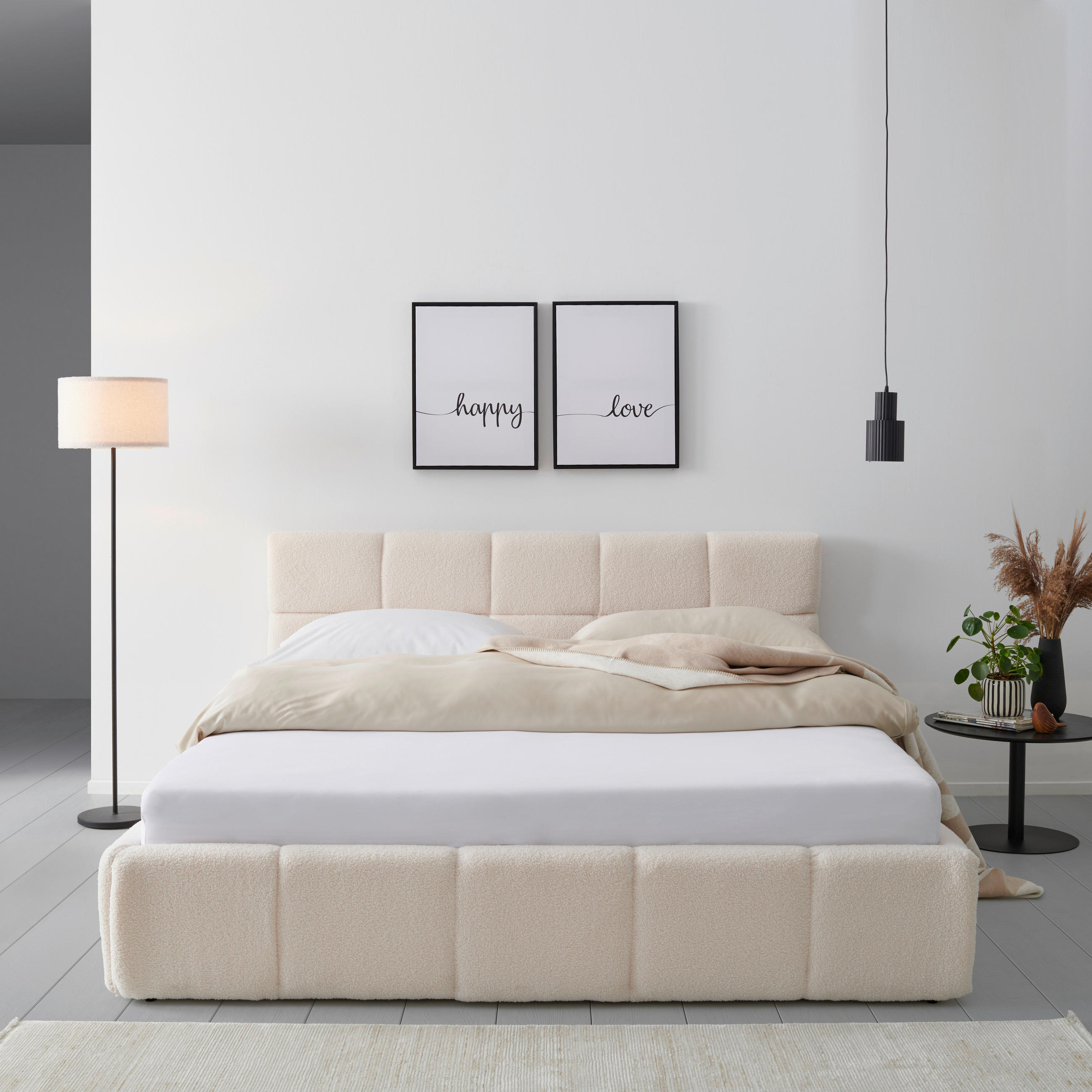 TAPECIRANI KREVET   180/200 cm   bež  - bež/crna, Moderno, drvo/metal (180/200cm) - Livetastic