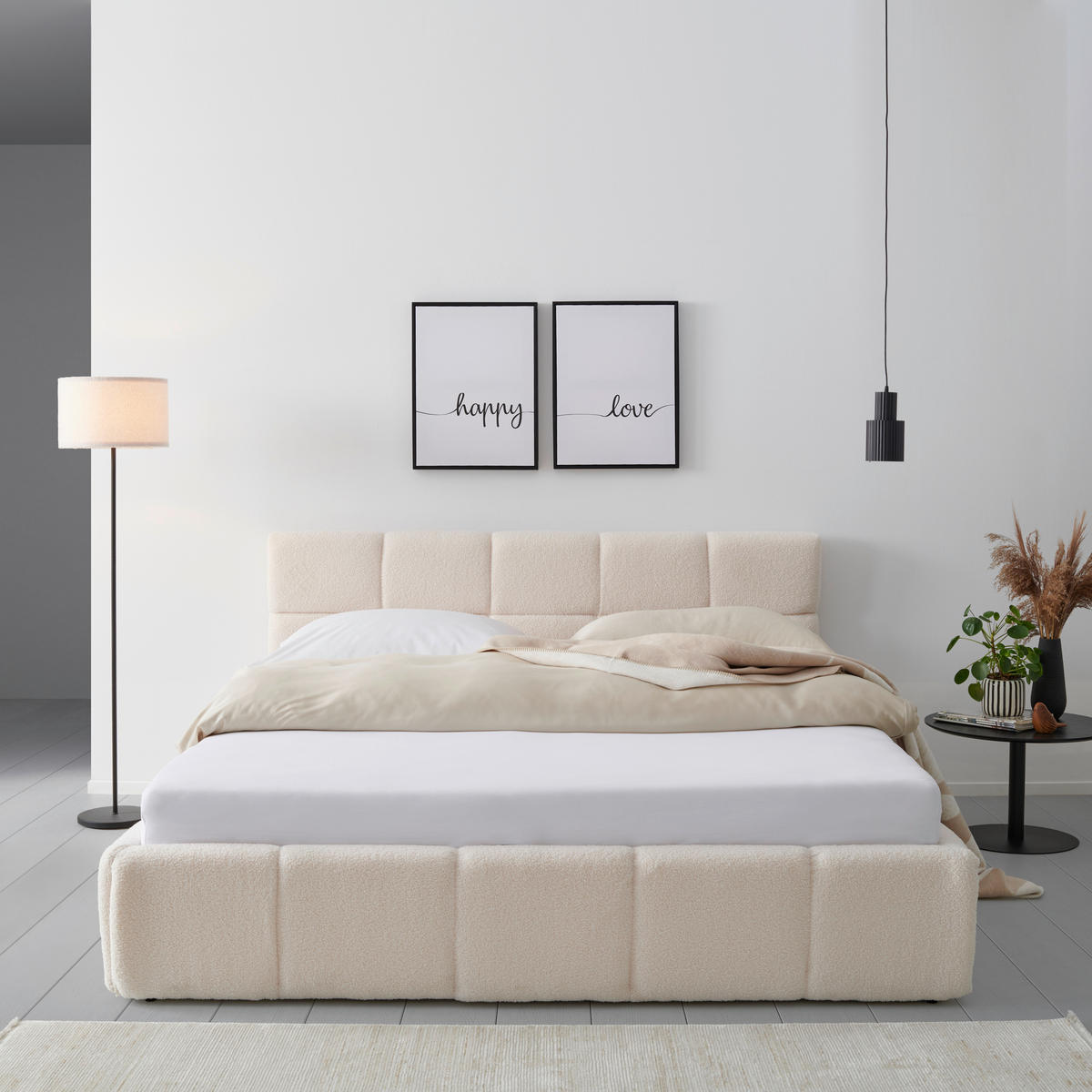 POLSTERBETT 180/200 cm  in Beige  - Beige/Schwarz, Modern, Holz/Kunststoff (180/200cm) - Livetastic