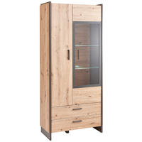 VITRINE in Eiche Artisan  - Eiche Artisan/Grau, Design, Glas/Holzwerkstoff (92/205/41cm) - Hom`in
