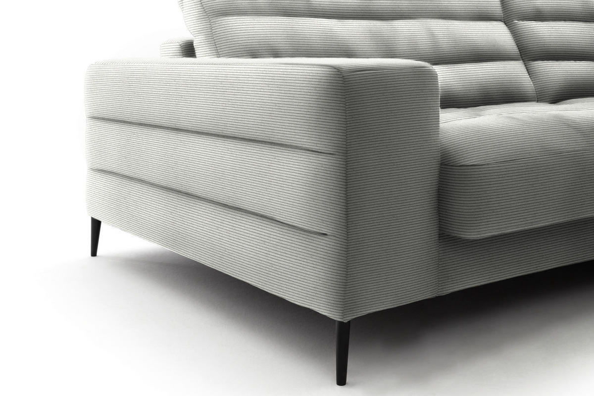 ECKSOFA in Cord Hellgrau  - Hellgrau/Schwarz, Design, Textil/Metall (296/207cm) - Dieter Knoll
