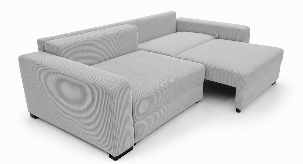 3-SITZER-SOFA Cord Hellgrau  - Hellgrau/Schwarz, Basics, Holz/Textil (250/90/110cm) - MID.YOU