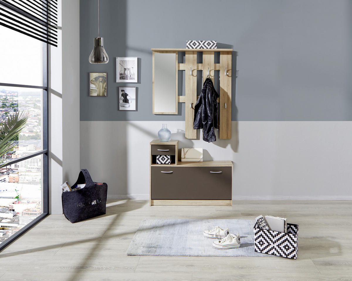 GARDEROBE  in 100/190/26 cm  - Eichefarben/Braun, KONVENTIONELL, Glas/Holzwerkstoff (100/190/26cm) - MID.YOU
