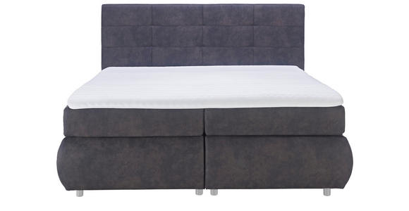 BOXSPRINGBETT 180/200 cm  in Dunkelgrau  - Dunkelgrau/Schwarz, KONVENTIONELL, Kunststoff/Textil (180/200cm) - Voleo