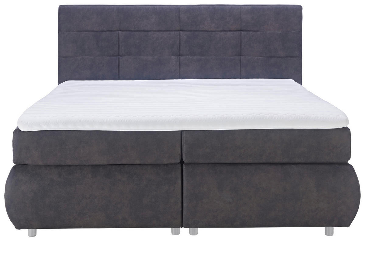 BOXSPRINGBETT 180/200 cm  in Dunkelgrau  - Dunkelgrau/Schwarz, Konventionell, Kunststoff/Textil (180/200cm) - Voleo