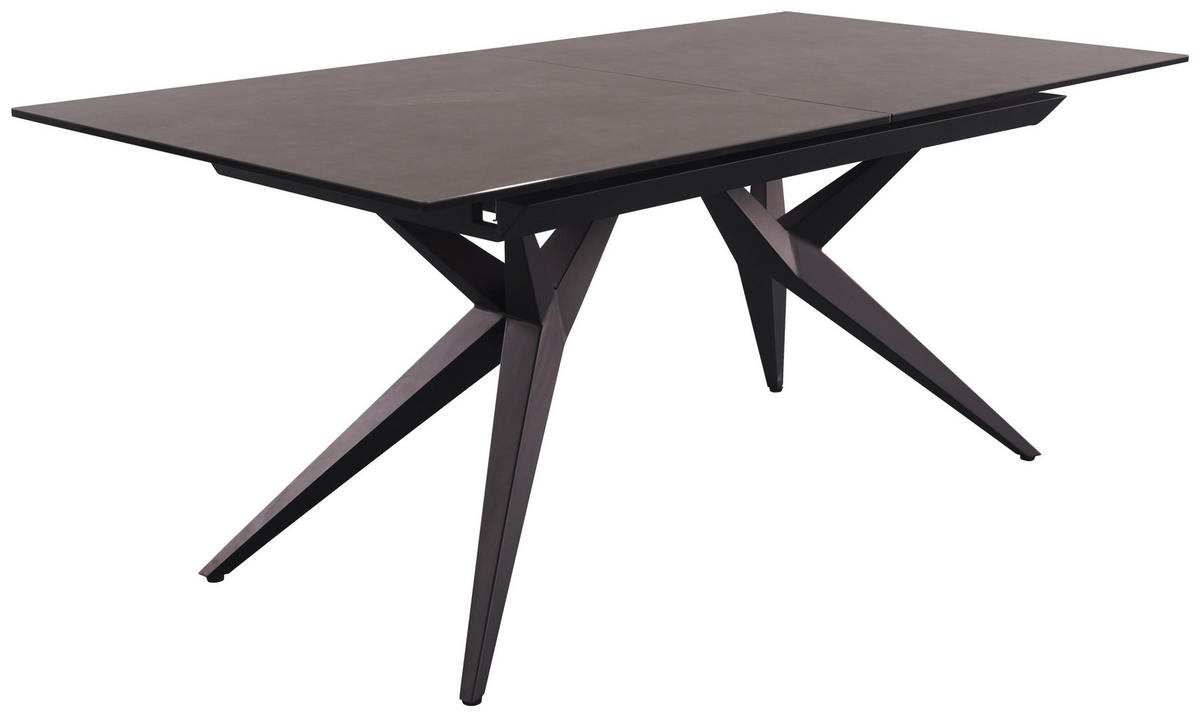 ESSTISCH in Metall, Glas, Keramik 180-230/95/76 cm  - Schwarz/Grau, Design, Glas/Keramik (180-230/95/76cm) - Novel