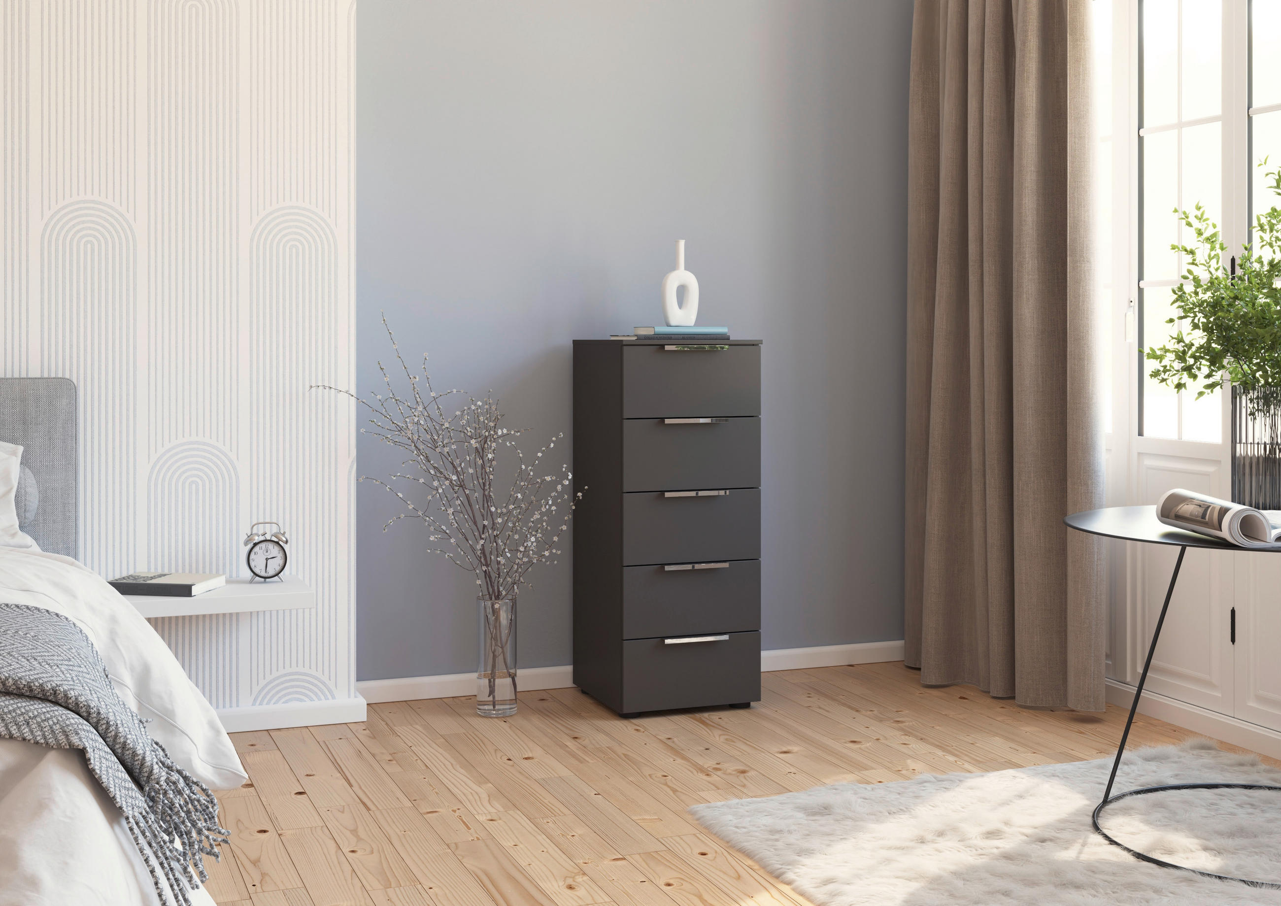 KOMMODE  in 40/100/42 cm  - Chromfarben/Graphitfarben, MODERN, Holzwerkstoff/Kunststoff (40/100/42cm) - Rauch Möbel