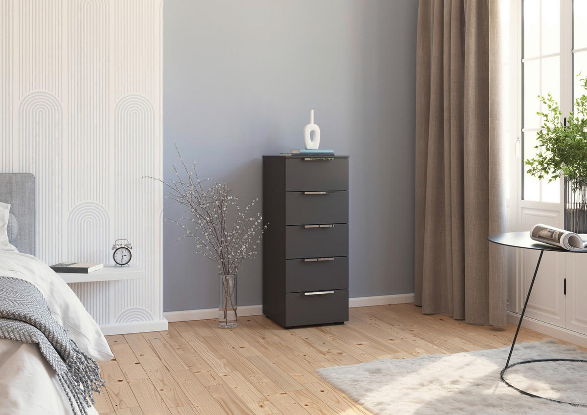 BYRÅ 40/100/42 cm  - kromfärg/grafitfärgad, Modern, metall/trämaterial (40/100/42cm) - Rauch Möbel