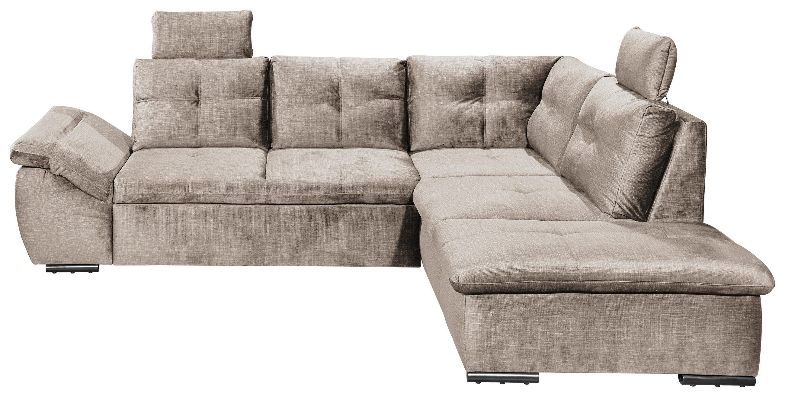 ECKSOFA in Mikrovelours Creme  - Creme/Schwarz, Konventionell, Kunststoff/Textil (265/217cm) - Carryhome