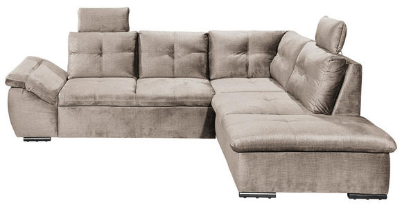 ECKSOFA  in Mikrovelours Creme  - Creme/Schwarz, KONVENTIONELL, Kunststoff/Textil (265/217cm) - Carryhome
