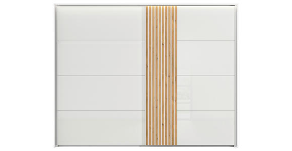 SCHWEBETÜRENSCHRANK 281/223/68 cm 2-türig Weiß, Eichefarben - Eichefarben/Weiß, Design, Glas/Holzwerkstoff (281/223/68cm) - Novel