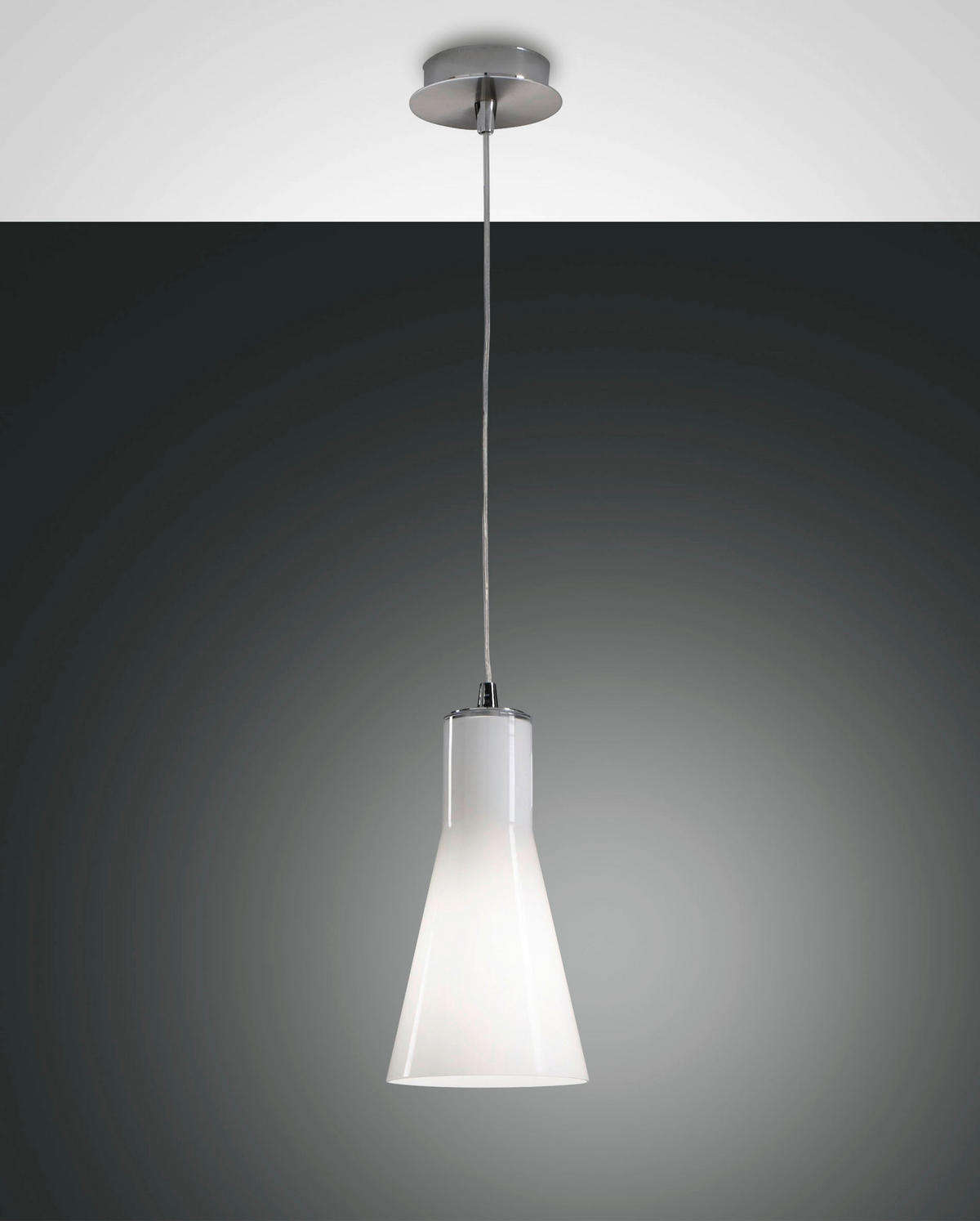 PENDELLEUCHTE Diana 14/200 cm   - Weiß, Design, Glas/Metall (14/200cm) - Fabas Luce