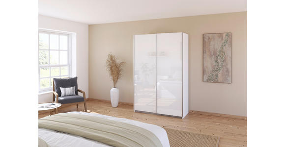 SCHWEBETÜRENSCHRANK  in Weiß  - Alufarben/Weiß, KONVENTIONELL, Holzwerkstoff/Metall (136/229/62cm) - Xora