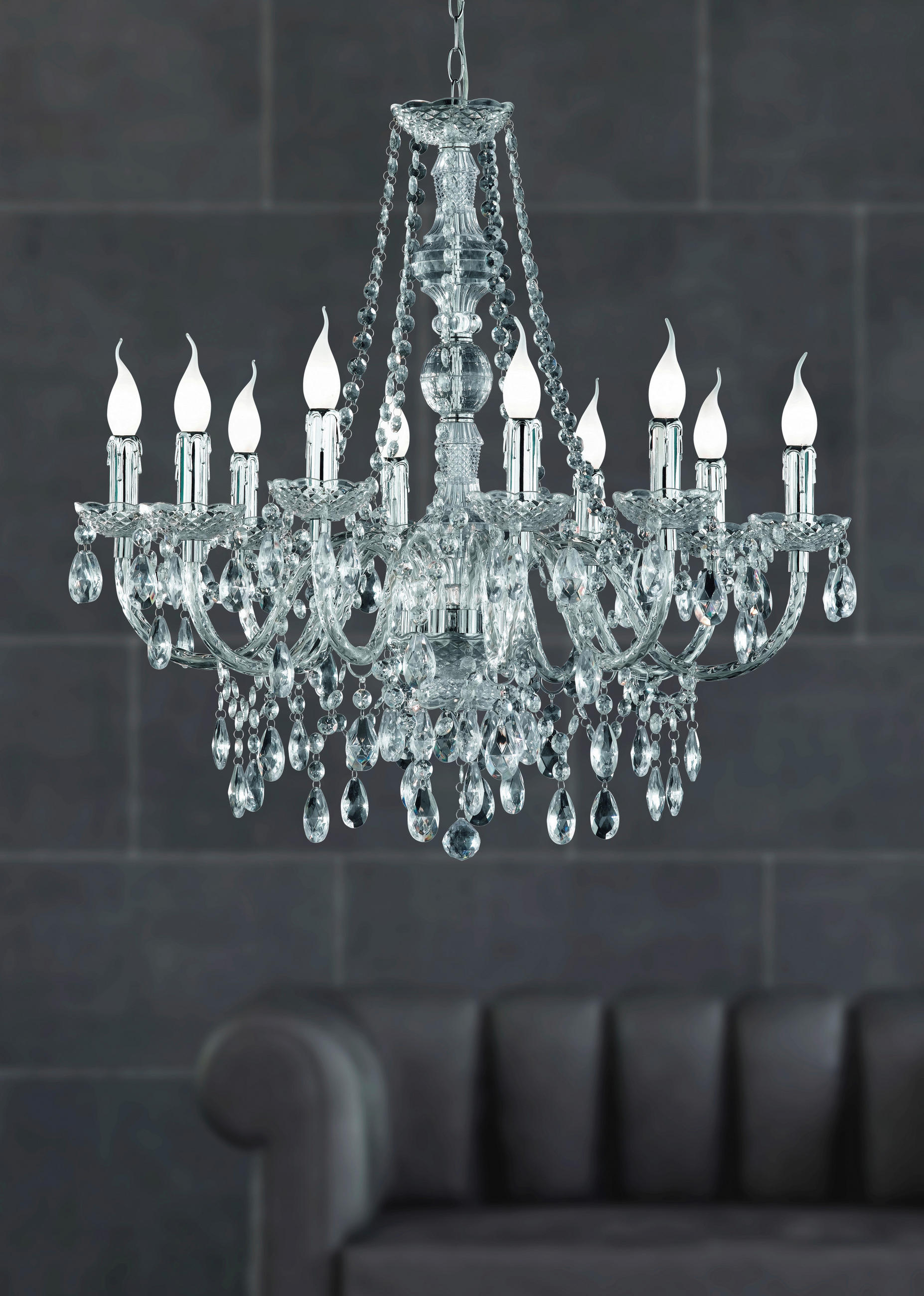 KRONLEUCHTER 76/165 cm   - Chromfarben/Transparent, Design, Kunststoff/Metall (76/165cm) - P & B