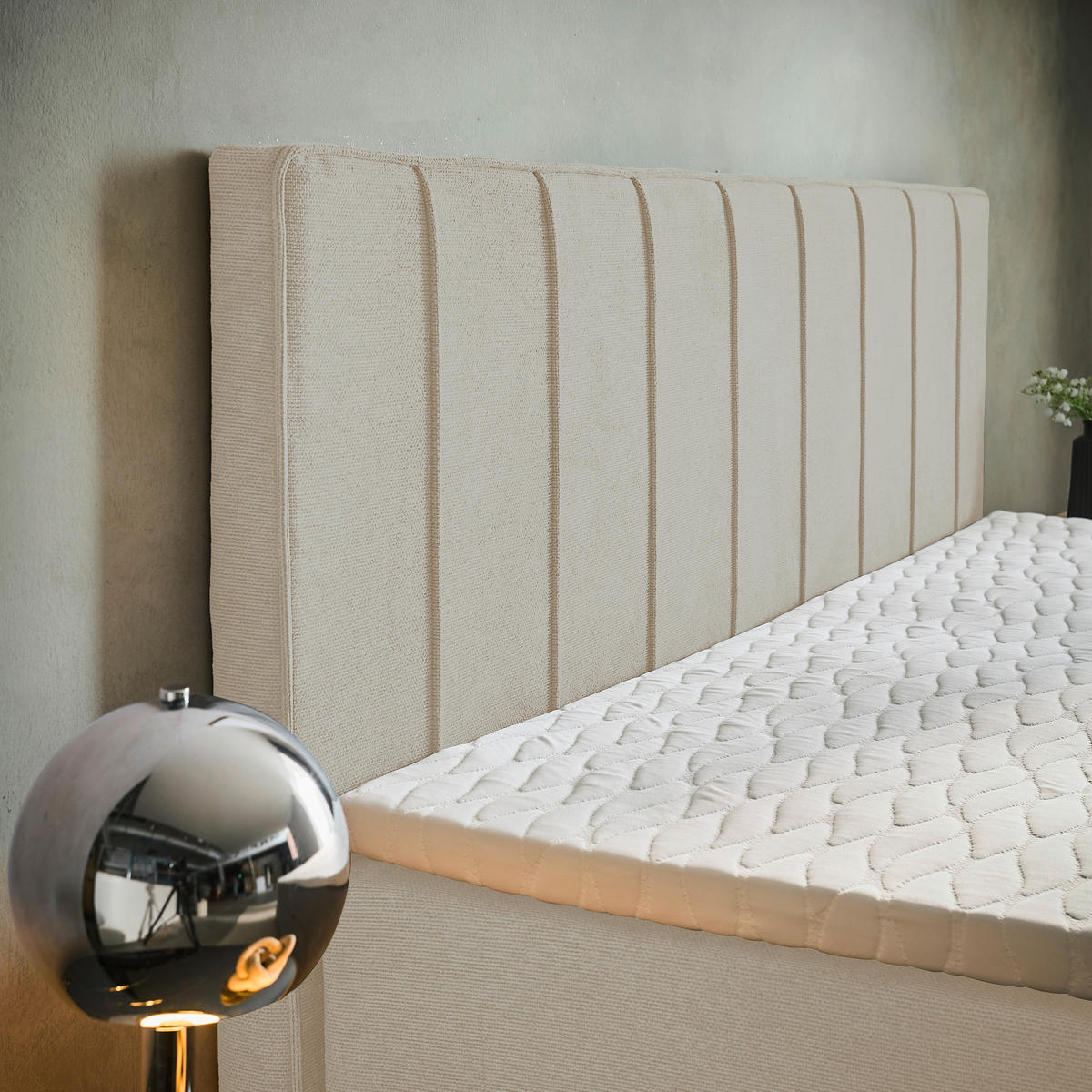 BOXBETT 200/200 cm  in Creme  - Chromfarben/Creme, Trend, Kunststoff/Textil (200/200cm) - Boxxx