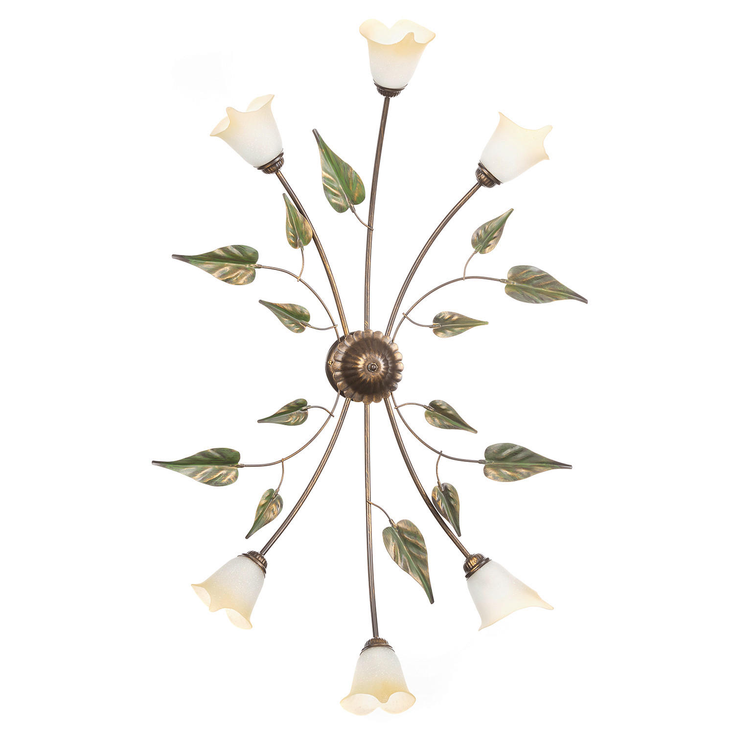 DECKENLEUCHTE 65/40/125 cm   - Bronzefarben/Olivgrün, ROMANTIK / LANDHAUS, Glas/Metall (65/40/125cm)