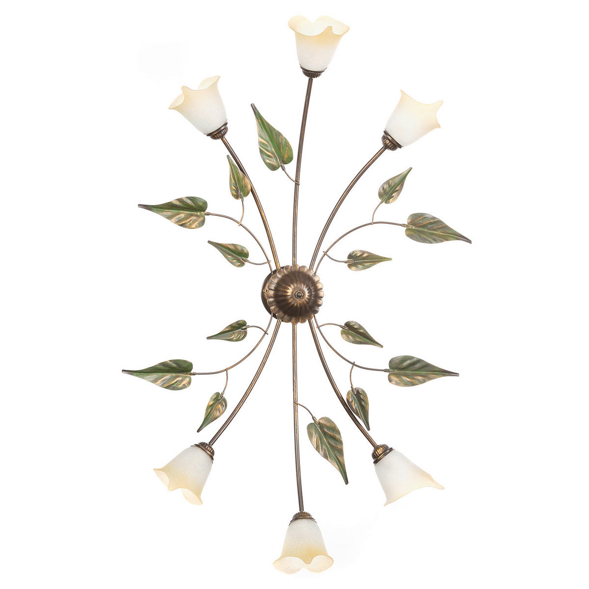 DECKENLEUCHTE 65/40/125 cm   - Bronzefarben/Olivgrün, ROMANTIK / LANDHAUS, Glas/Metall (65/40/125cm)