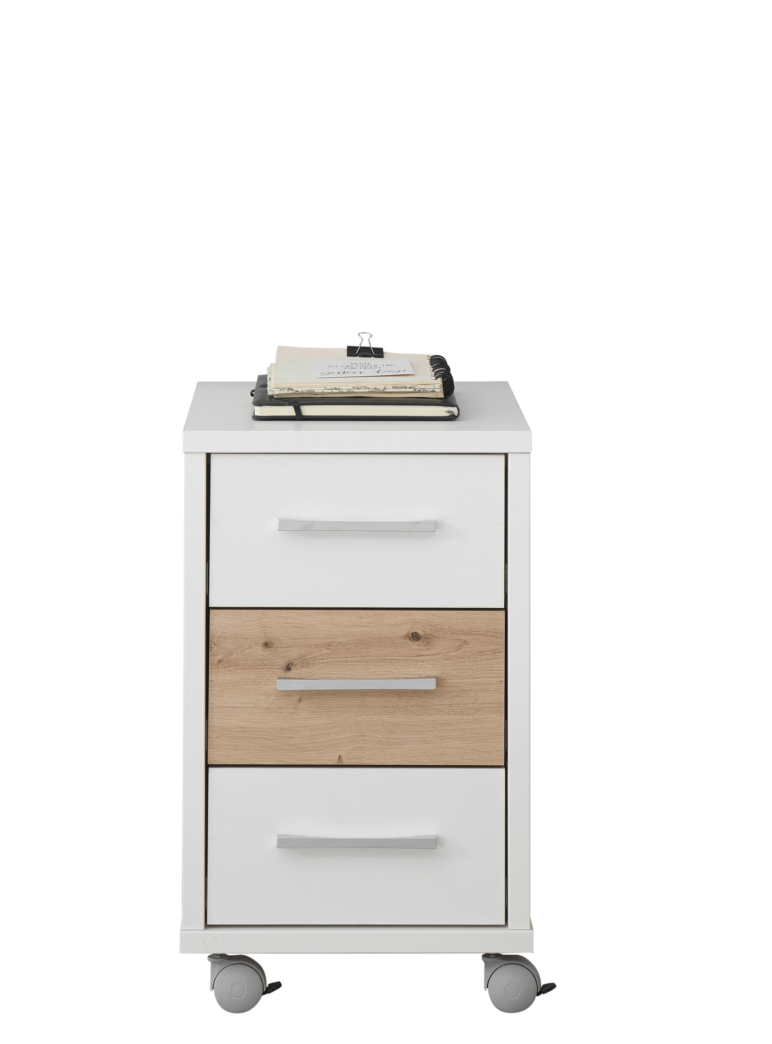POJÍZDNÝ KONTEJNER  - bílá/barvy hliníku, Konvenční, kov/kompozitní dřevo (35/58/40cm) - Xora